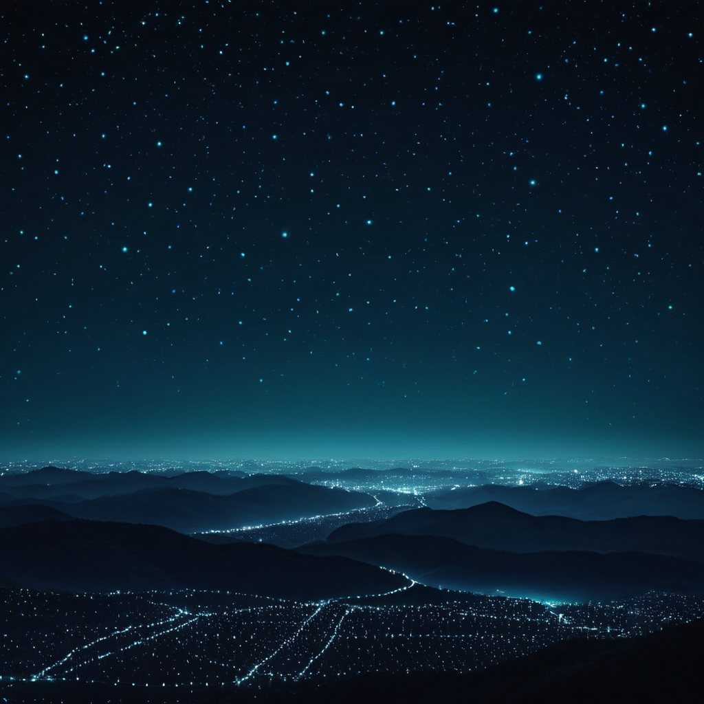 Nächtliche Landschaft aus verstreuten Lichtpunkten